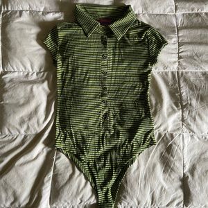 edikted green striped bodysuit